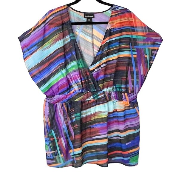 Lane Bryant Tops - Lane Bryant Top Size 18/20 Babydoll Sheer Cross Over Front Elasticized Waist EUC